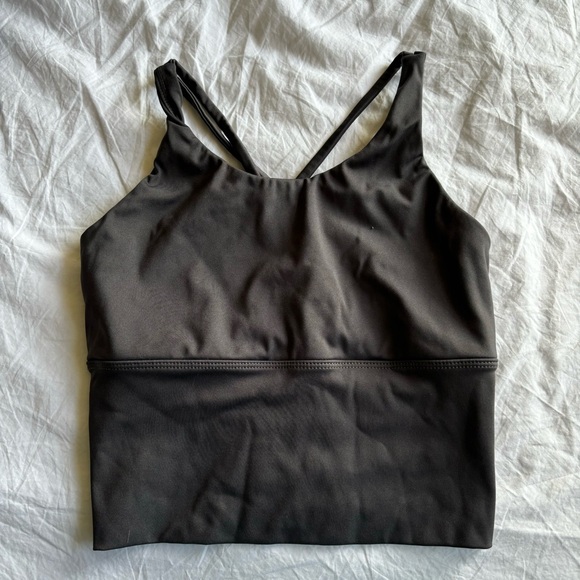 Purvelo Gray Long Line Sports Bra Cropped Top Crop Athletic Tank XS - Picture 1 of 3